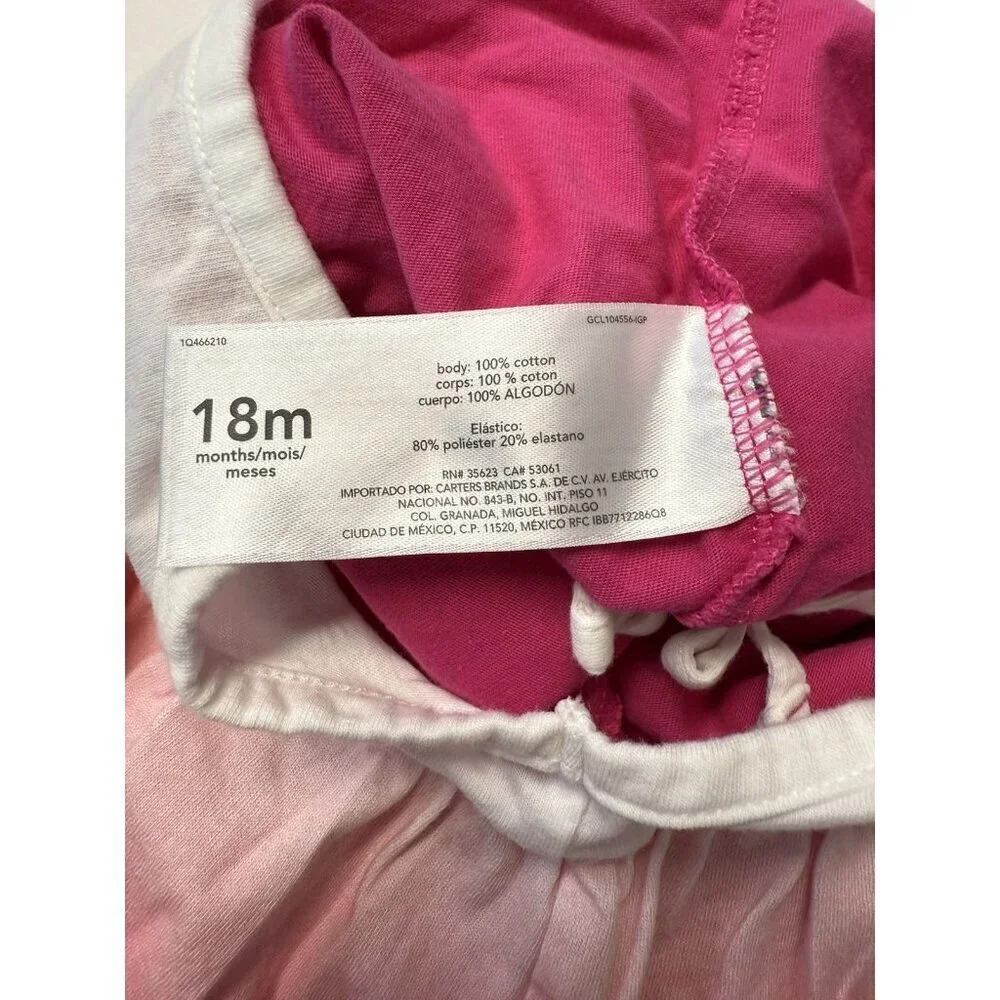 Carters Baby Girl Skirted Rompers Set of 2~Sz 18M~Yellow Floral/Pink Fade L15 02